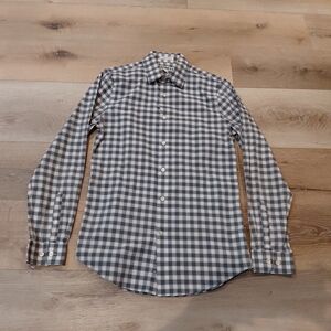 Express Men's Gingham Shirt - Gray and White Sz S/P 14-141/2